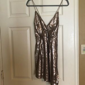 Gold sequined cocktail dress